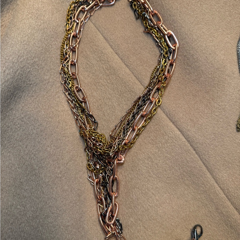 Gemma Redux Multi-Tone Layered Chain Necklace - Rose Gold, Gold, Black